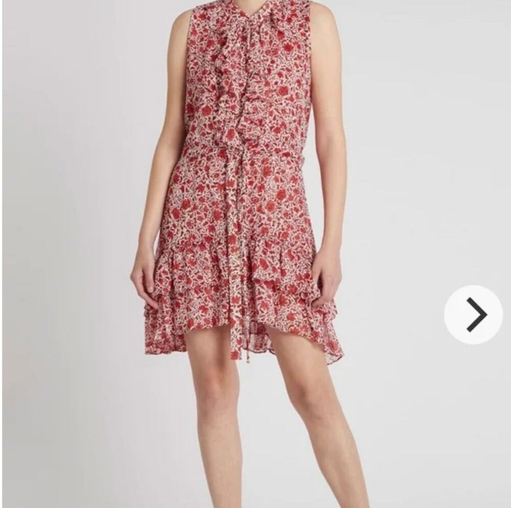 Misa Los Angeles Eba Sleeveless Front Waterfall Draped Ruffle dress Size XS